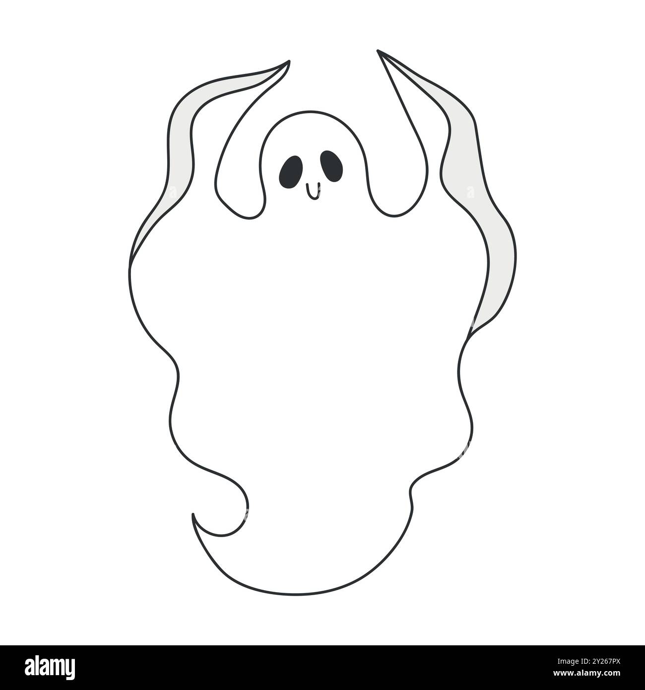 Niedlicher handgezeichneter Geist isoliert auf weißem Hintergrund. Halloween-Vektor-Illustration Stock Vektor