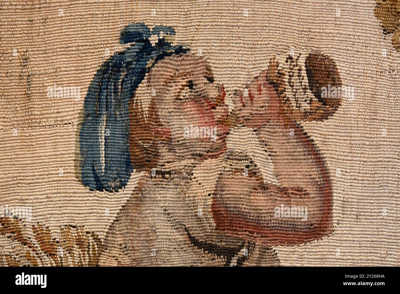 18. Wandteppich von Young Reaper oder Harvester Blowing Horn oder Cowhorn im Pavillon de Vendôme Museum Aix-en-Provence Frankreich Stockfoto