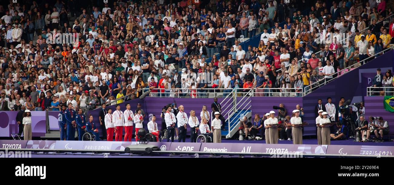 2024 Paralympische Spiele Leichtathletik im Stade de France in Saint Denis Stockfoto