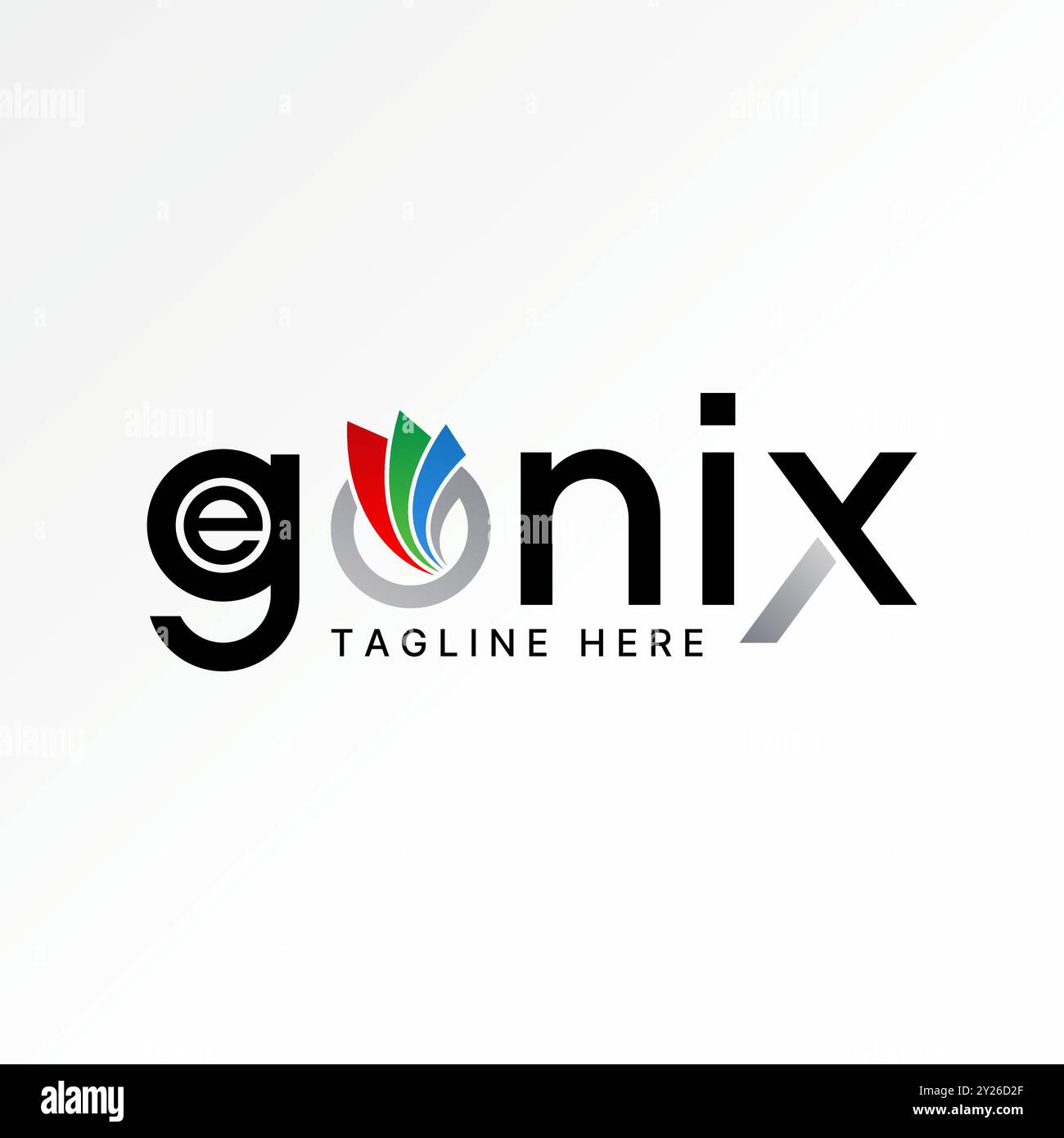 Logo Design Grafikkonzept kreativer Premium Vektor Vorrat O Schriftschichten Papier Letzteres Genix Genius Wort. Im Zusammenhang mit Monogramm Typographie SMART Stock Vektor