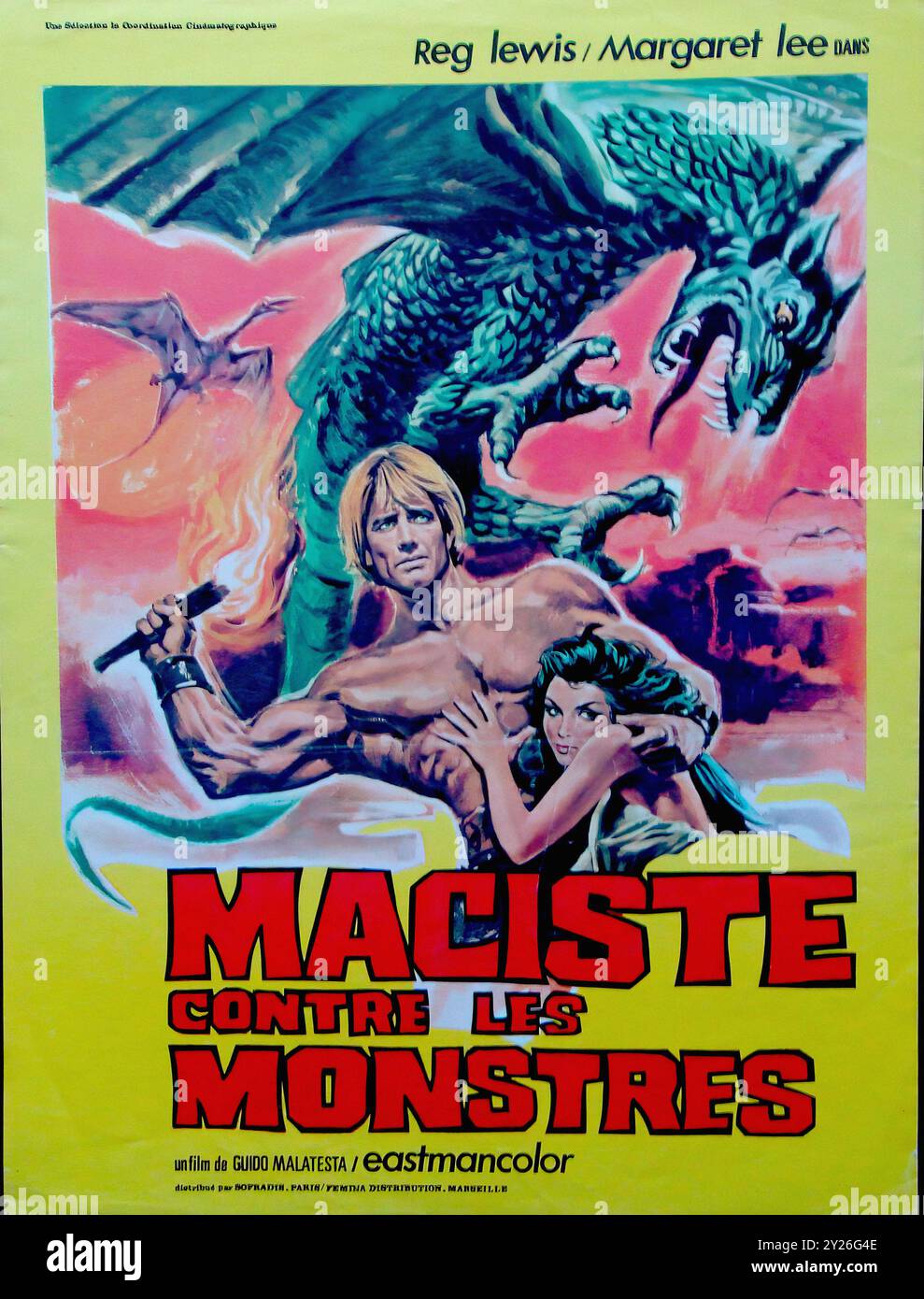 Feuermonster gegen den Sohn des Herkules (1962) – französisches Vintage-Filmposter Stockfoto