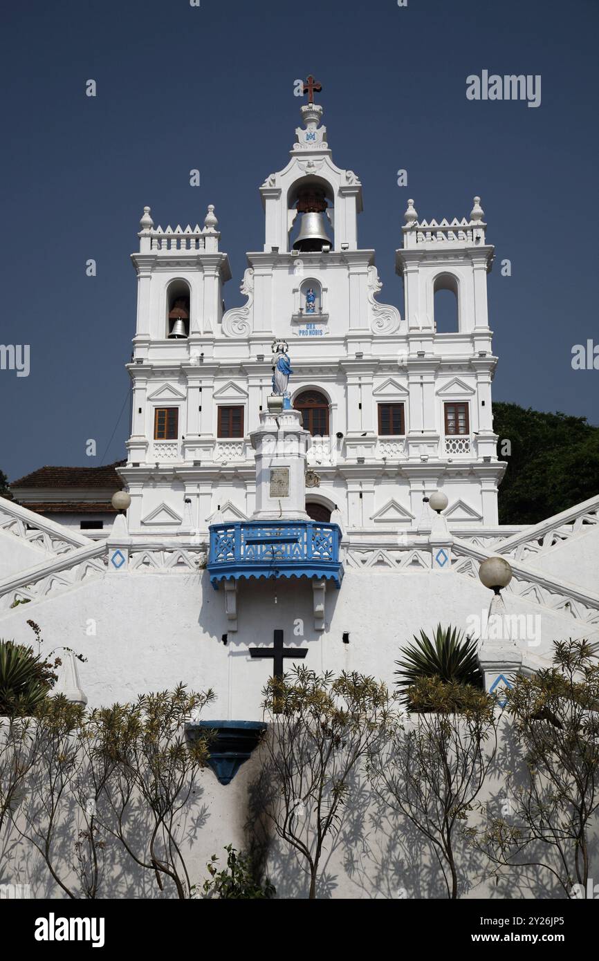 Die älteste Kirche in Goa, unsere Lieben Frau von der Unbefleckten Empfängnis in Panaji, Goa, Indien. Stockfoto