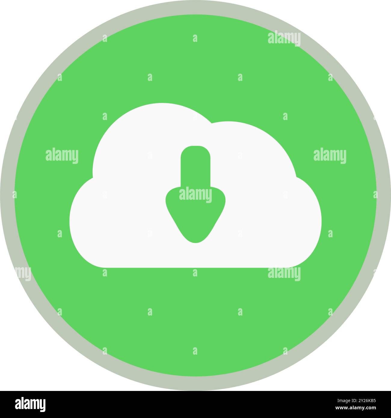 Grünes Download-Symbol mit Cloud. Download-Symbol. Stock Vektor