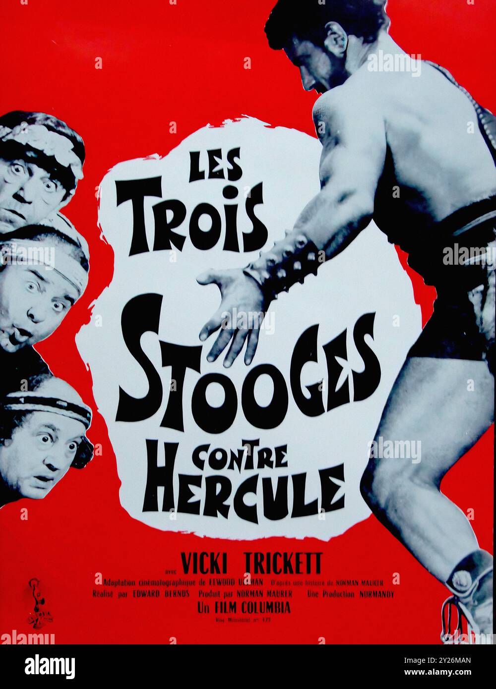 Three Stooges Meet Hercules, das französische Vintage-Filmposter Stockfoto