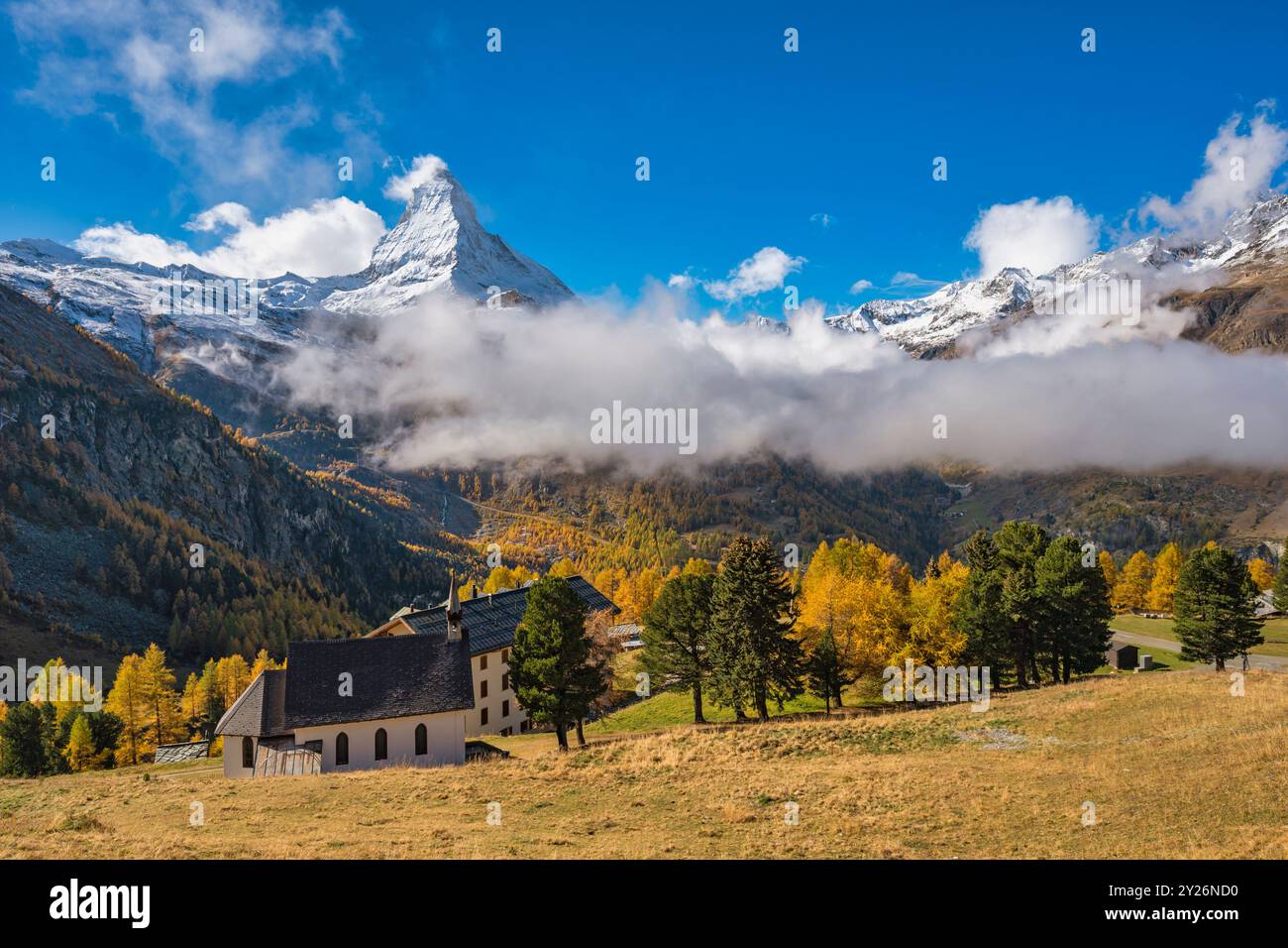 Zermatt Schweiz Naturlandschaft des Matterhorns auf der Riffelalp im Herbst Stockfoto