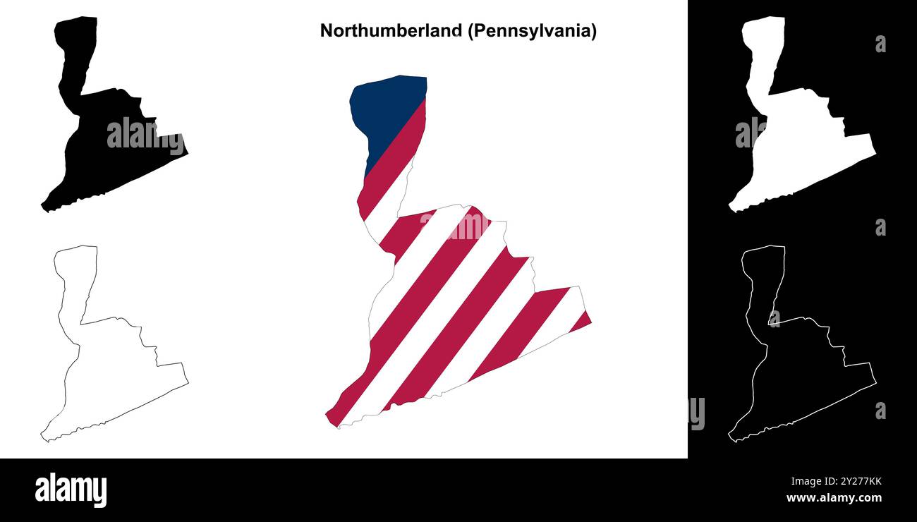 Northumberland County (Pennsylvania) Umrisskarten Set Stock Vektor