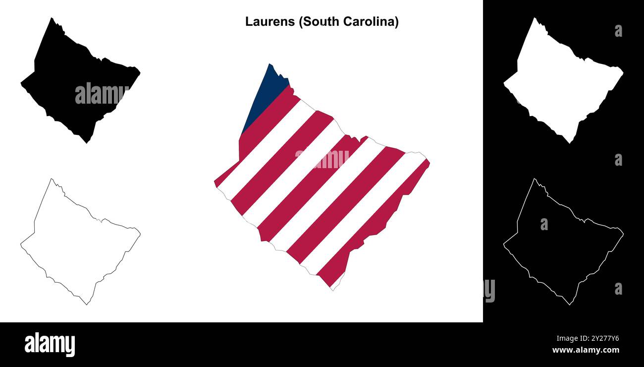 Laurens County (South Carolina) Umrisskarten Set Stock Vektor