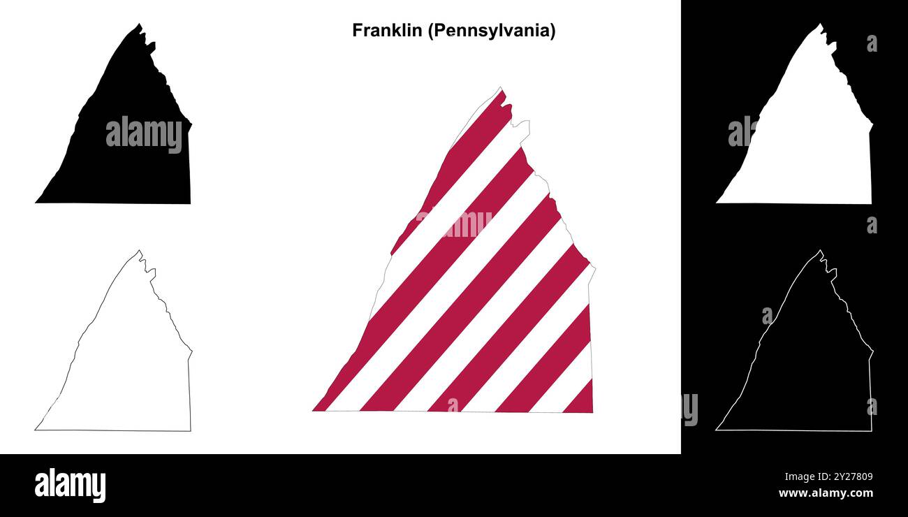 Franklin County (Pennsylvania) Umrisskarten Set Stock Vektor