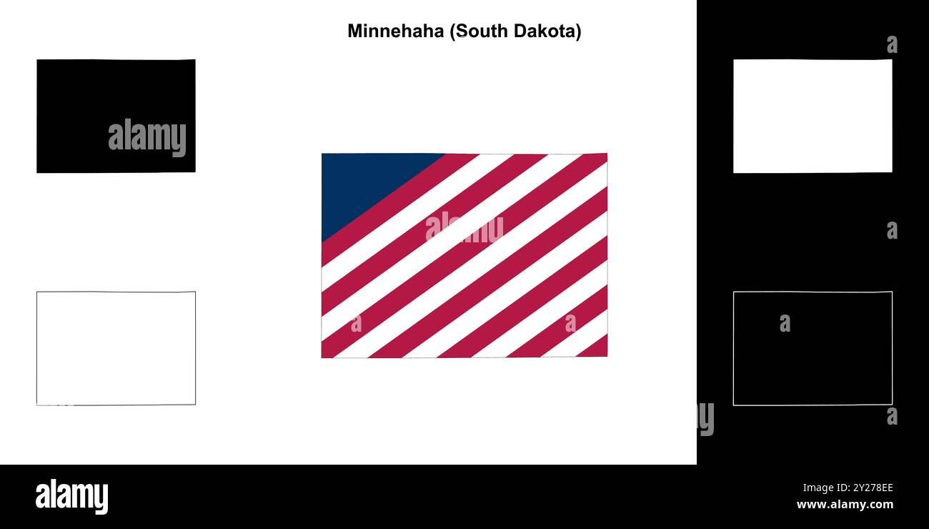 Minnehaha County (South Dakota) Umrisskarten Set Stock Vektor