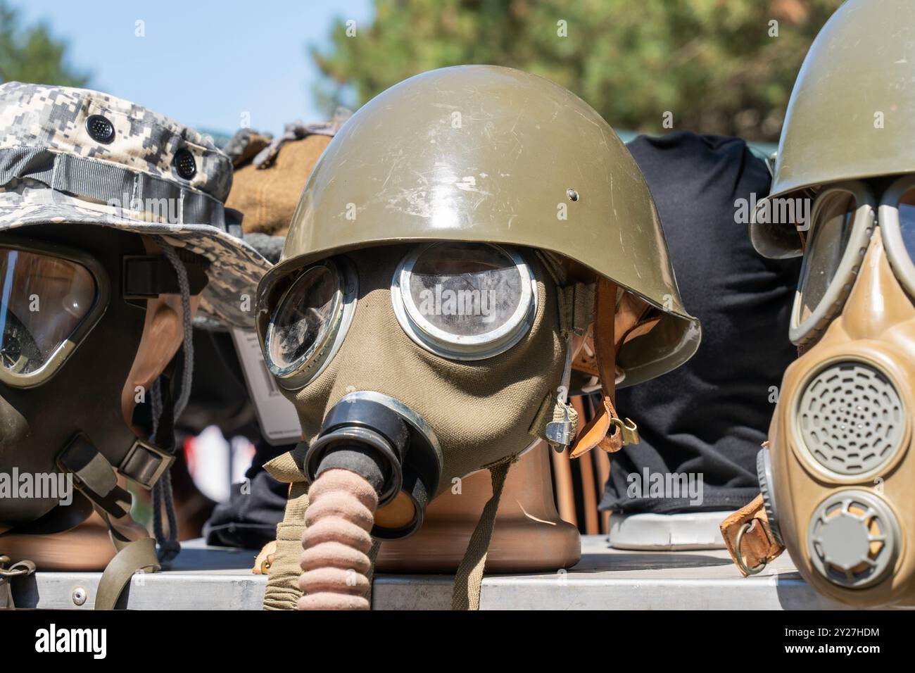 Alte Gasmaske aus der Zeit des Kalten Krieges Stockfoto