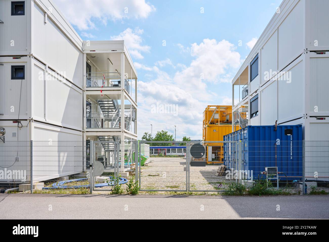 Containergebäude an der Baustelle der 2.S-Bahnstammstrecke in München Stockfoto