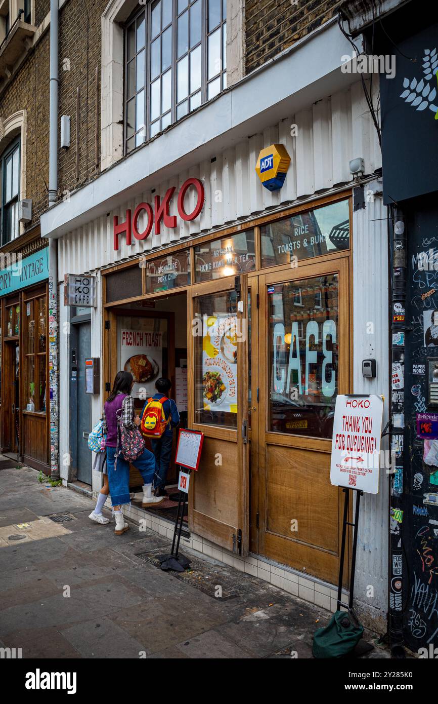 Hoko auf der Brick Lane Shoreditch London. HOKO Hong Kong Cafe in 224 Brick Lane East London. Stockfoto