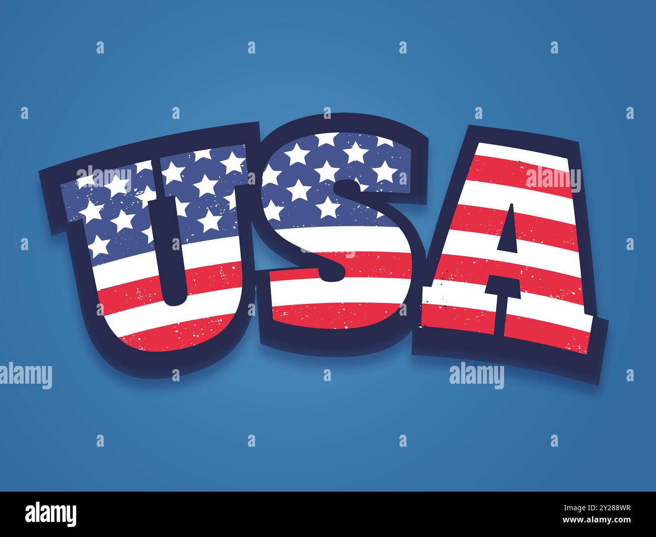 Typografisches Vintage-Poster der USA. Typografie von USA mit amerikanischer Flagge. Stockfoto