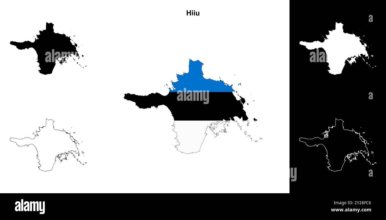 Hiiu County Umrisskarte Set Stock Vektor