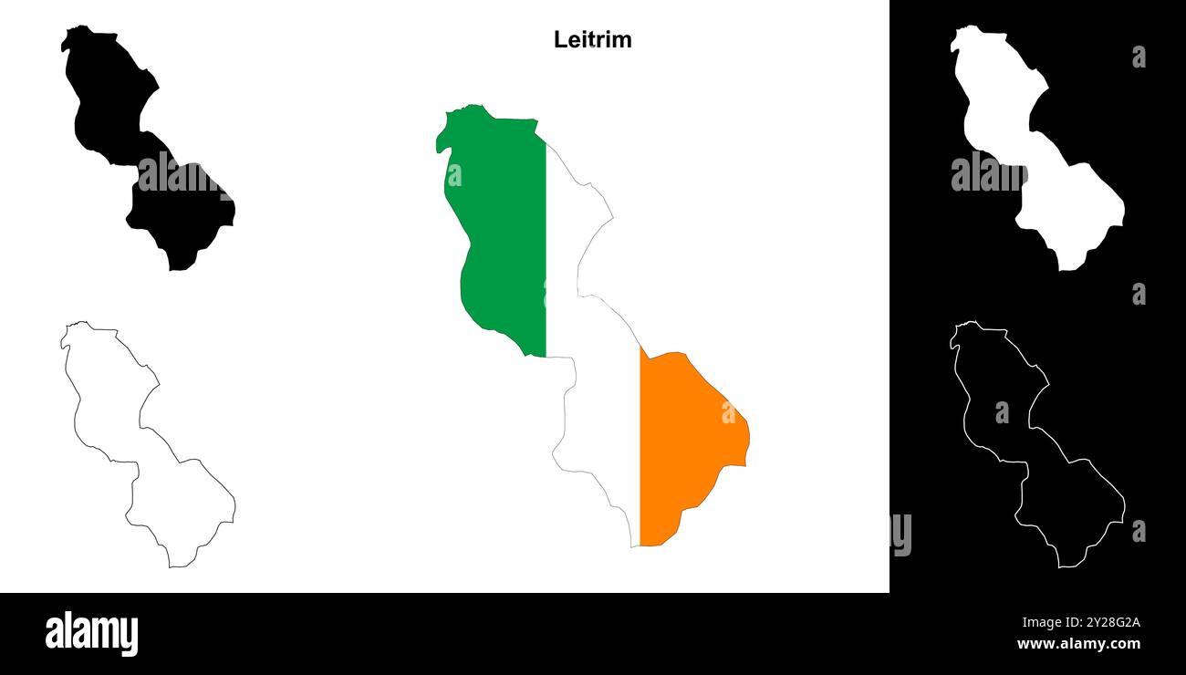 Leitrim County Map Set Stock Vektor