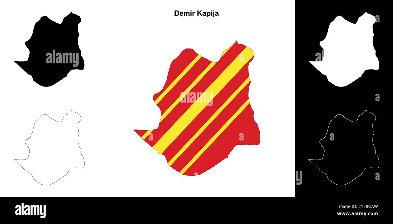 Gemeinde Demir Kapija Umrisskarten Set Stock Vektor