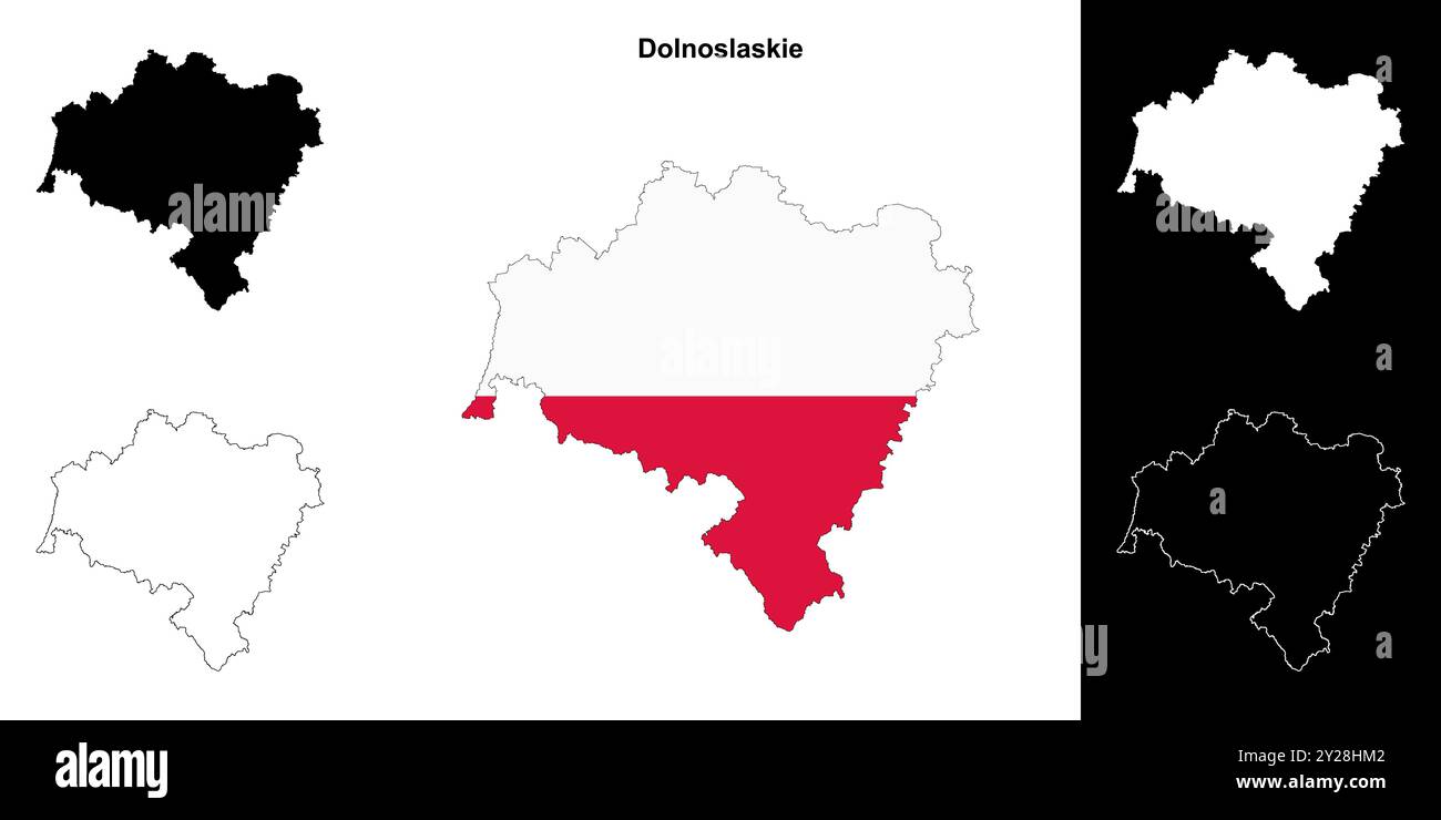 Dolnoslaskie Provinz Umrisskarte Set Stock Vektor