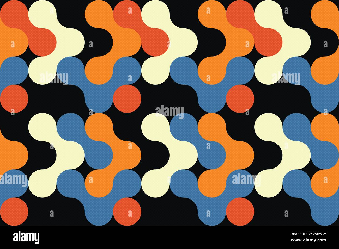 Abstrakte geometrische Hintergründe kombinieren Kreise zu Mustern mit Kompositionen aus orange, blau, weiß, rot und schwarz Grundfarben. Vektorillust Stock Vektor