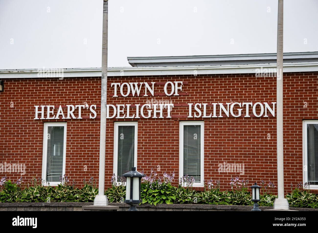 Rathaus-Schild auf NL 80 in Heart's Delight-Islington, Neufundland & Labrador, Kanada Stockfoto