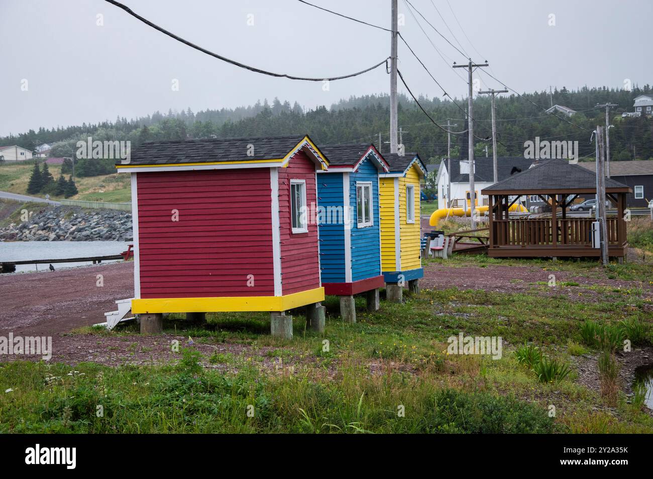 Farbenfrohe Strandhäuschen in Cavendish, Neufundland und Labrador, Kanada Stockfoto