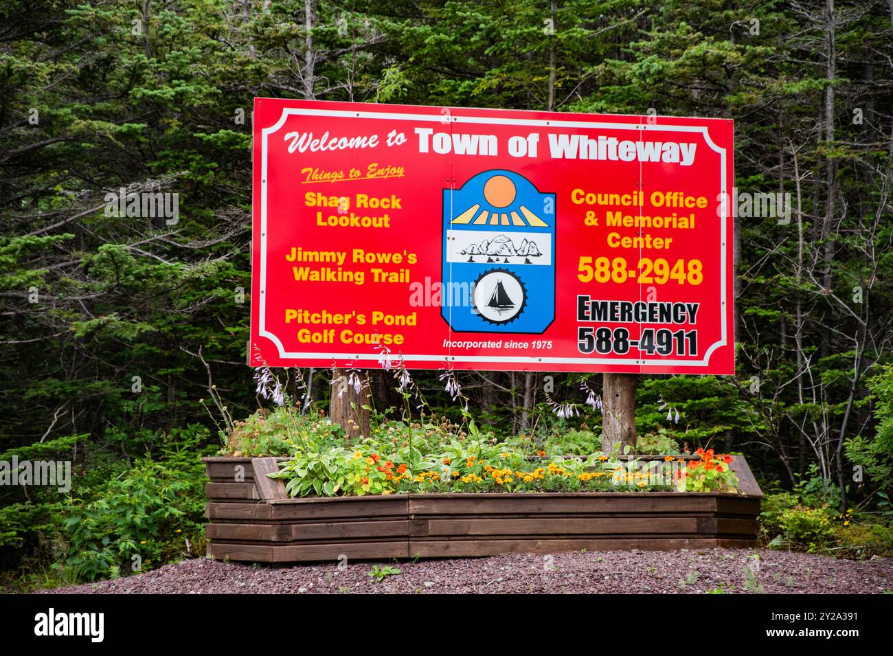 Willkommen in der Stadt Whiteway auf NL 80 in Neufundland & Labrador, Kanada Stockfoto