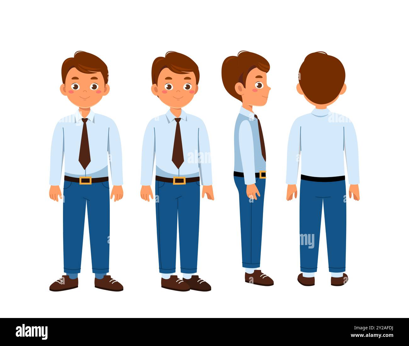 Konstrukteur eines Geschäftsmannes. Geschäftsmann im Anzug. Kit zum Erstellen von Zeichentrickfilmen. Zeichenpaket in verschiedenen Winkeln. Unternehmergeist und Wirtschaft. Flach Stock Vektor