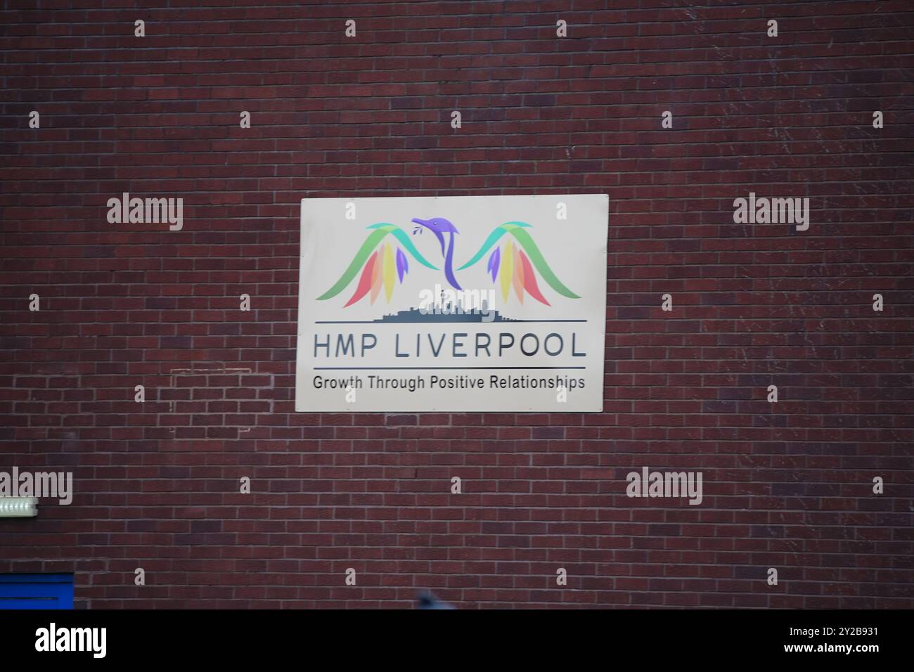 Beschilderung für das HM Prison Liverpool, da etwa 1.700 Häftlinge frühzeitig entlassen werden, um die Überbelegung in Gefängnissen zu erleichtern. Bilddatum: Dienstag, 10. September 2024. Stockfoto