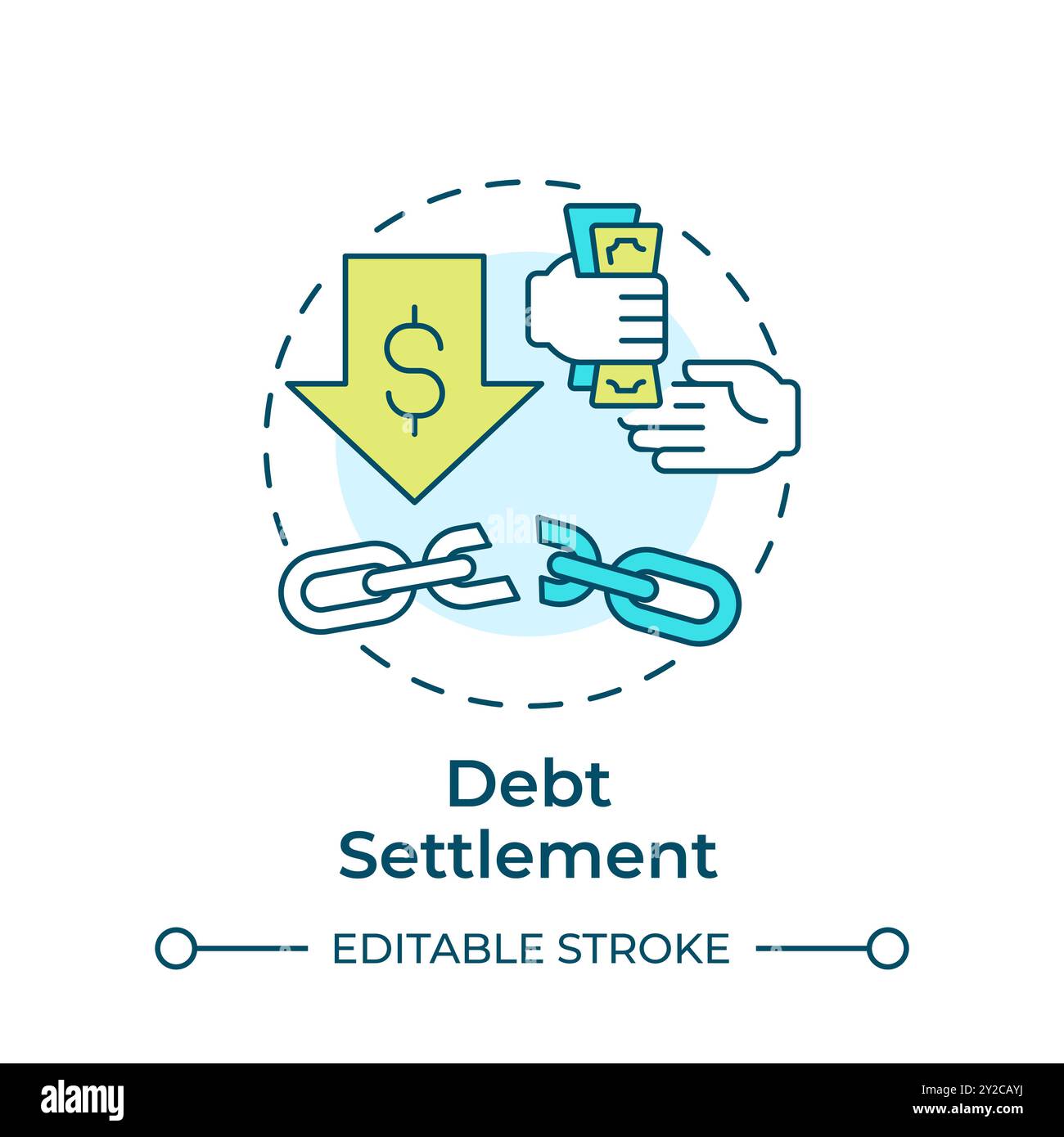 Symbol für mehrfarbiges Konzept für Schuldenabrechnung Stock Vektor