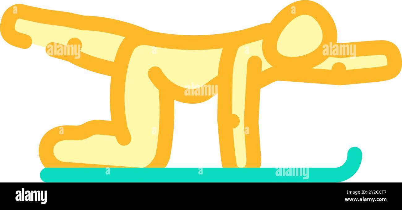 Vogel Hund Pose schwangere Fitness Farbe Symbol Vektor Illustration Stock Vektor