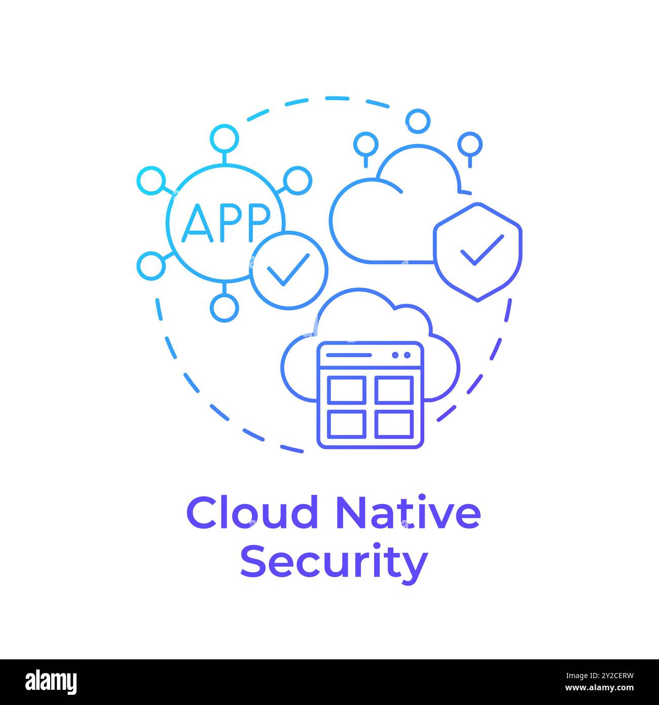 Blaues Gradientenkonzept für Cloud-native Sicherheit Stock Vektor