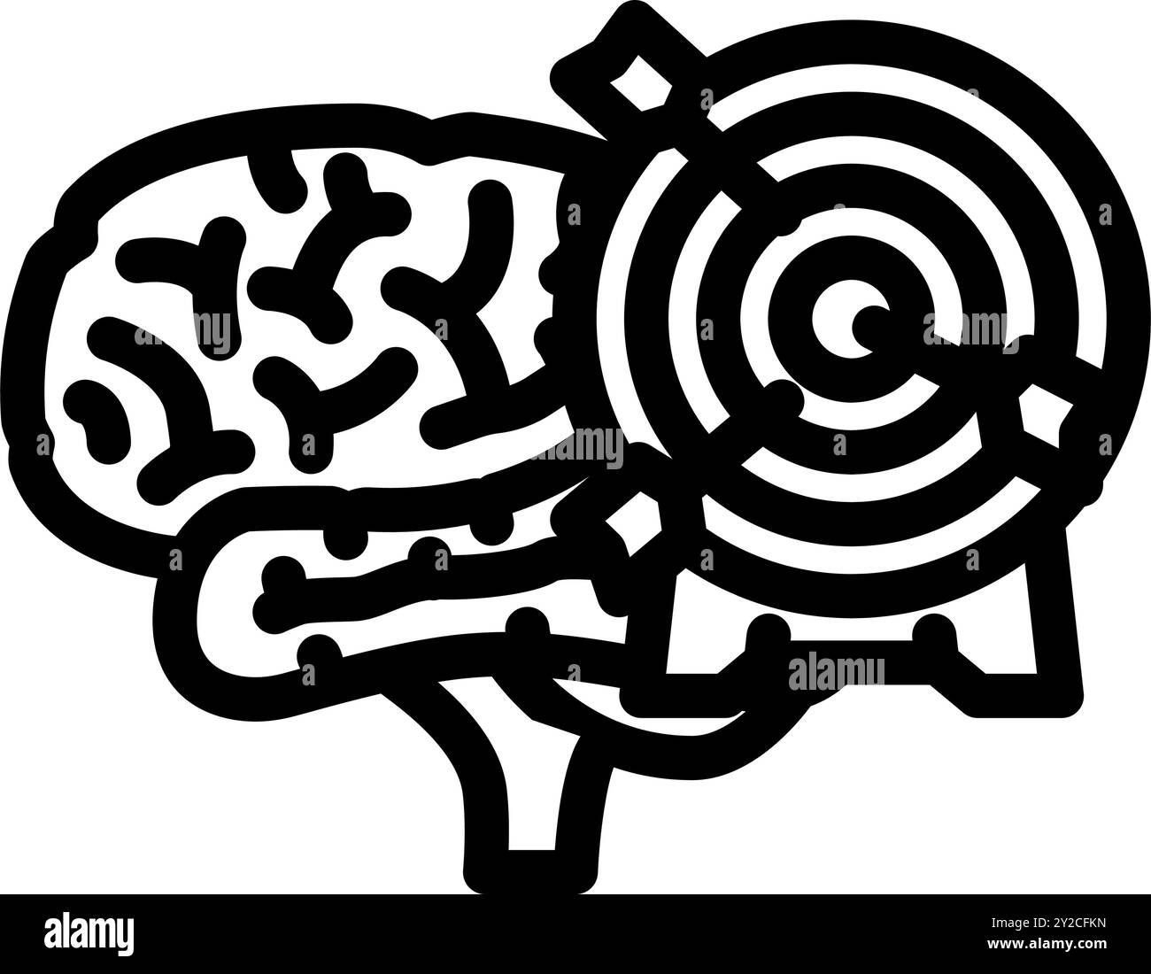 Ziel-Brainstorming-Linie Symbol-Vektor-Illustration Stock Vektor