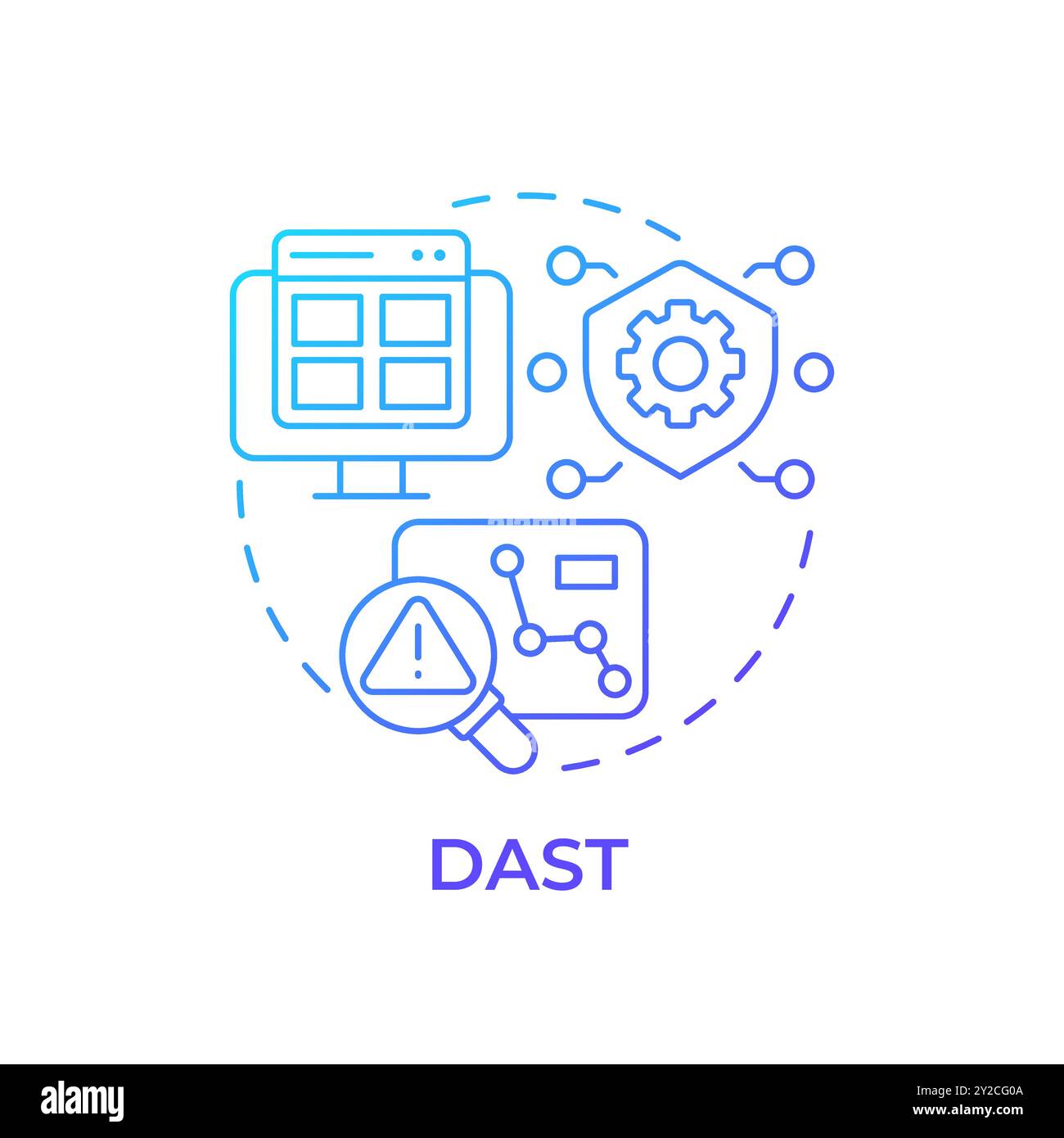Symbol für „DAST Blue Gradient Concept“ Stock Vektor