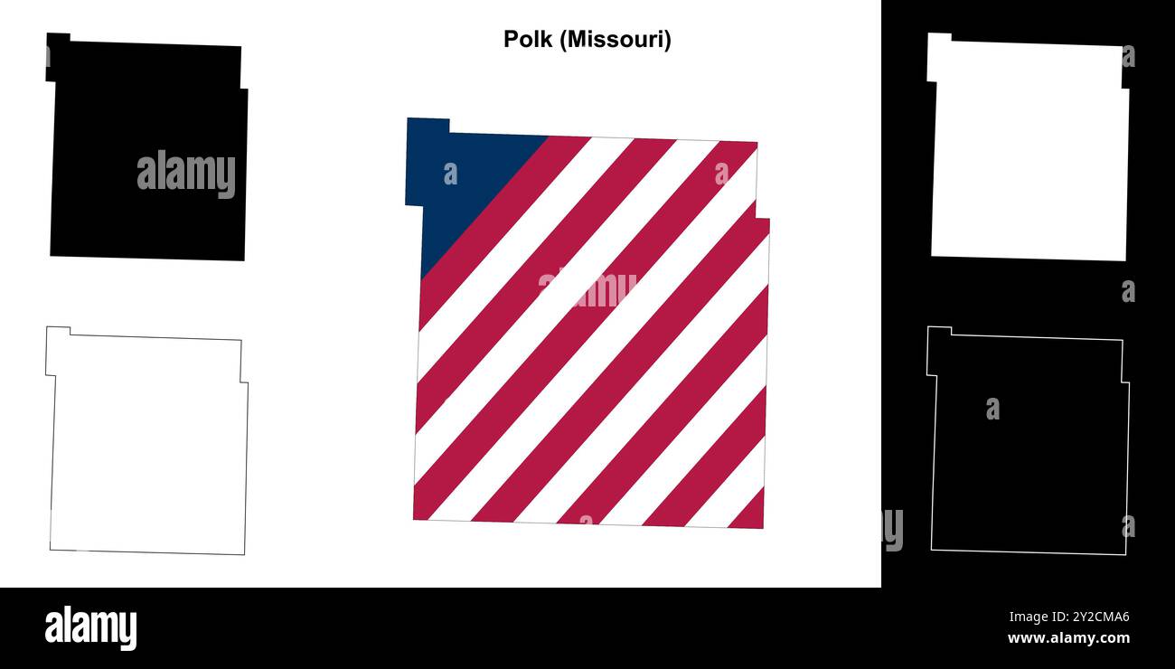 Polk County (Missouri) Umrisskarten Set Stock Vektor