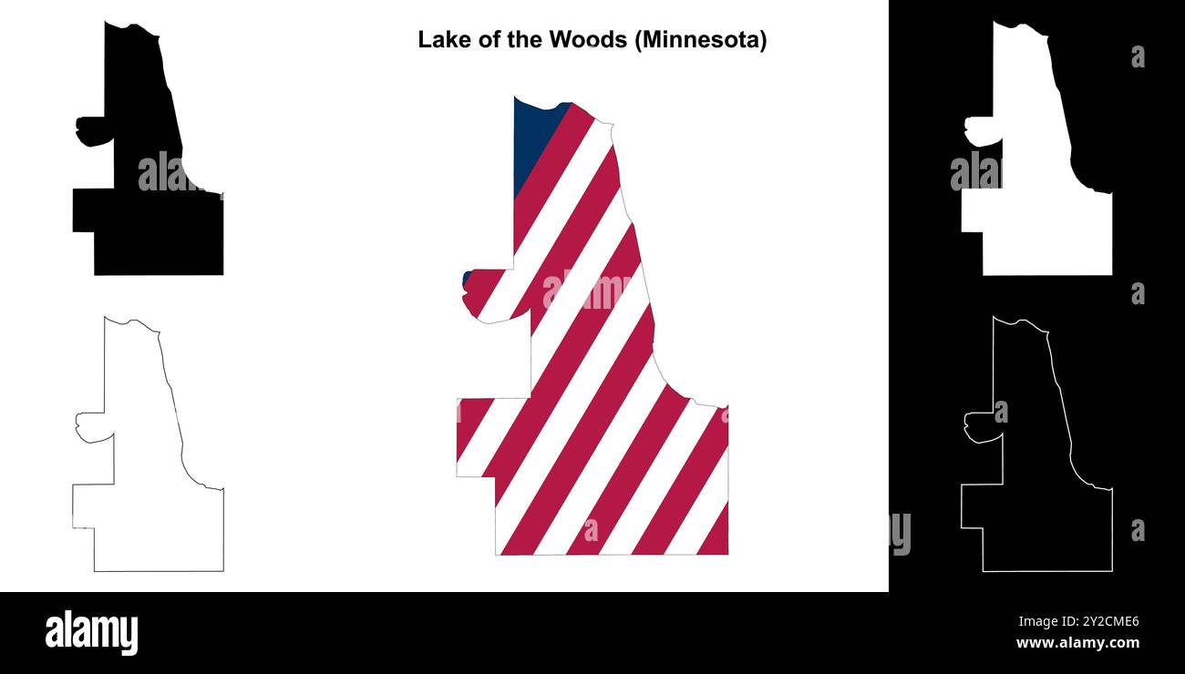 Lake of the Woods County (Minnesota) Umrisskarten Set Stock Vektor