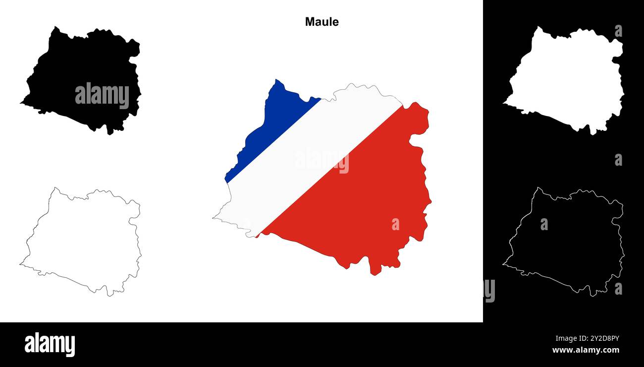 Maule Region Umrisskarte Set Stock Vektor