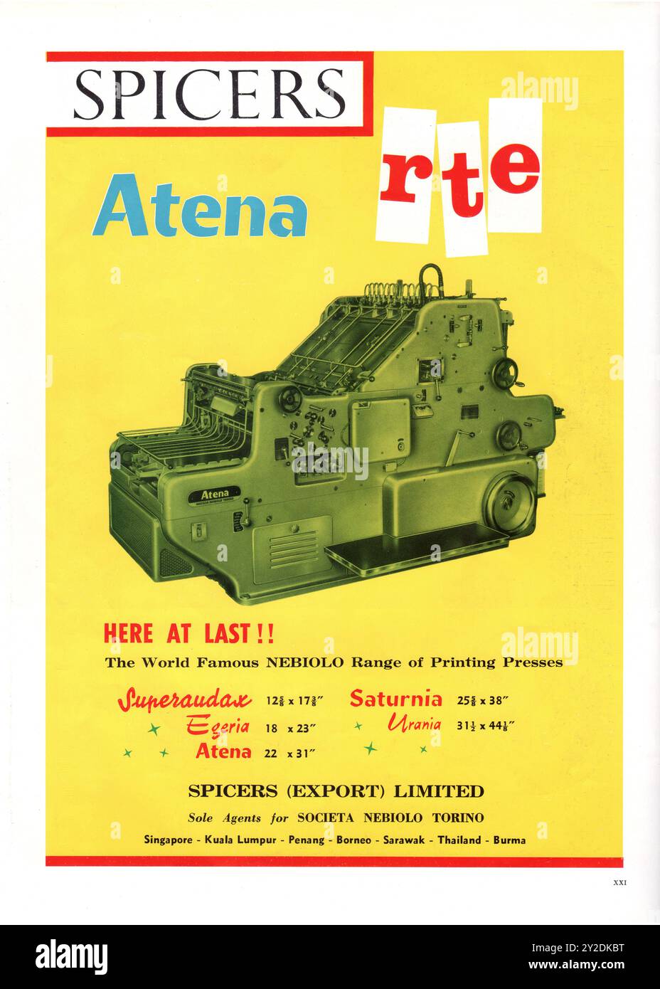 Old Vintage Spicers (Export) Limited Advertisement in der Straits Times Annual 1960 in Singapur. Stockfoto