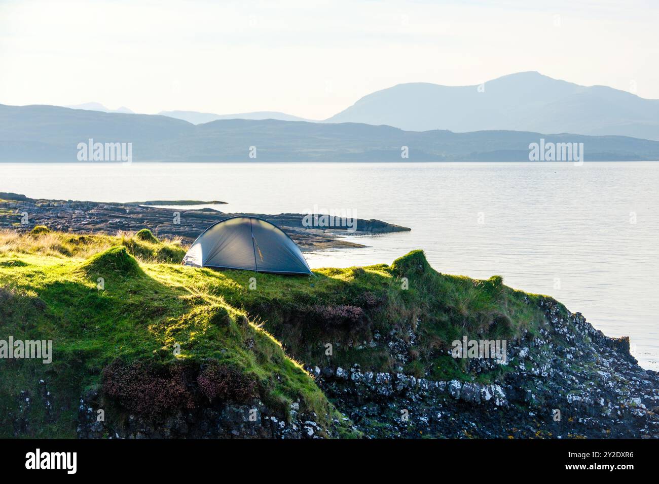 Ein wildes Camp auf der Insel Kerrera in der Nähe von Oban an der schottischen Westküste Stockfoto