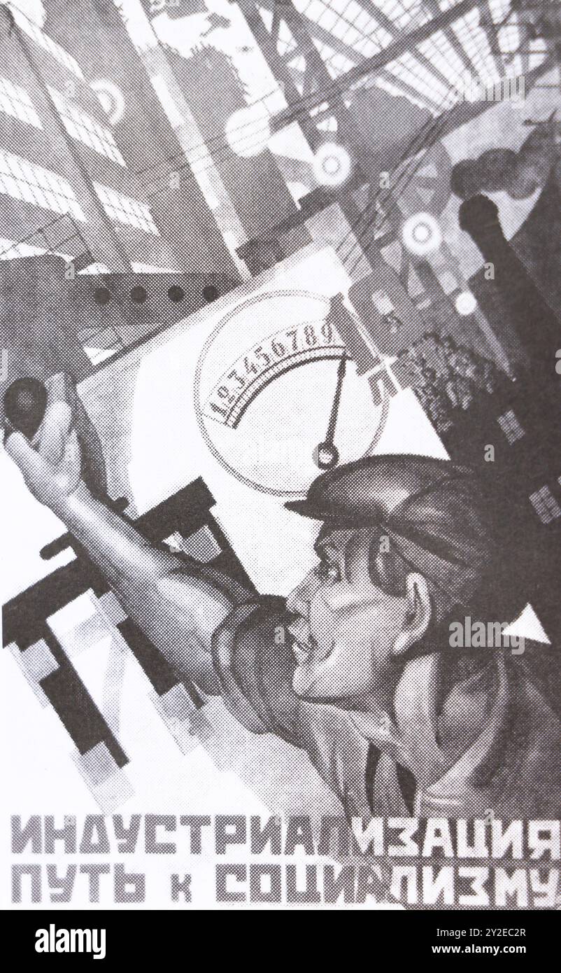 Sowjetisches Propagandaplakat "Industrialisierung ist der Weg zum Sozialismus" aus dem Jahr 1927 Stockfoto