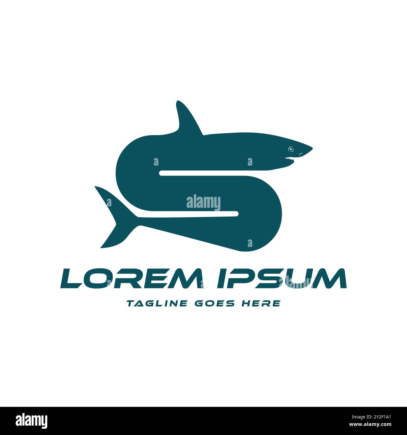 Anfangsbuchstabe S mit Ocean Shark Fish Symbol Logo Design Vektor Stock Vektor