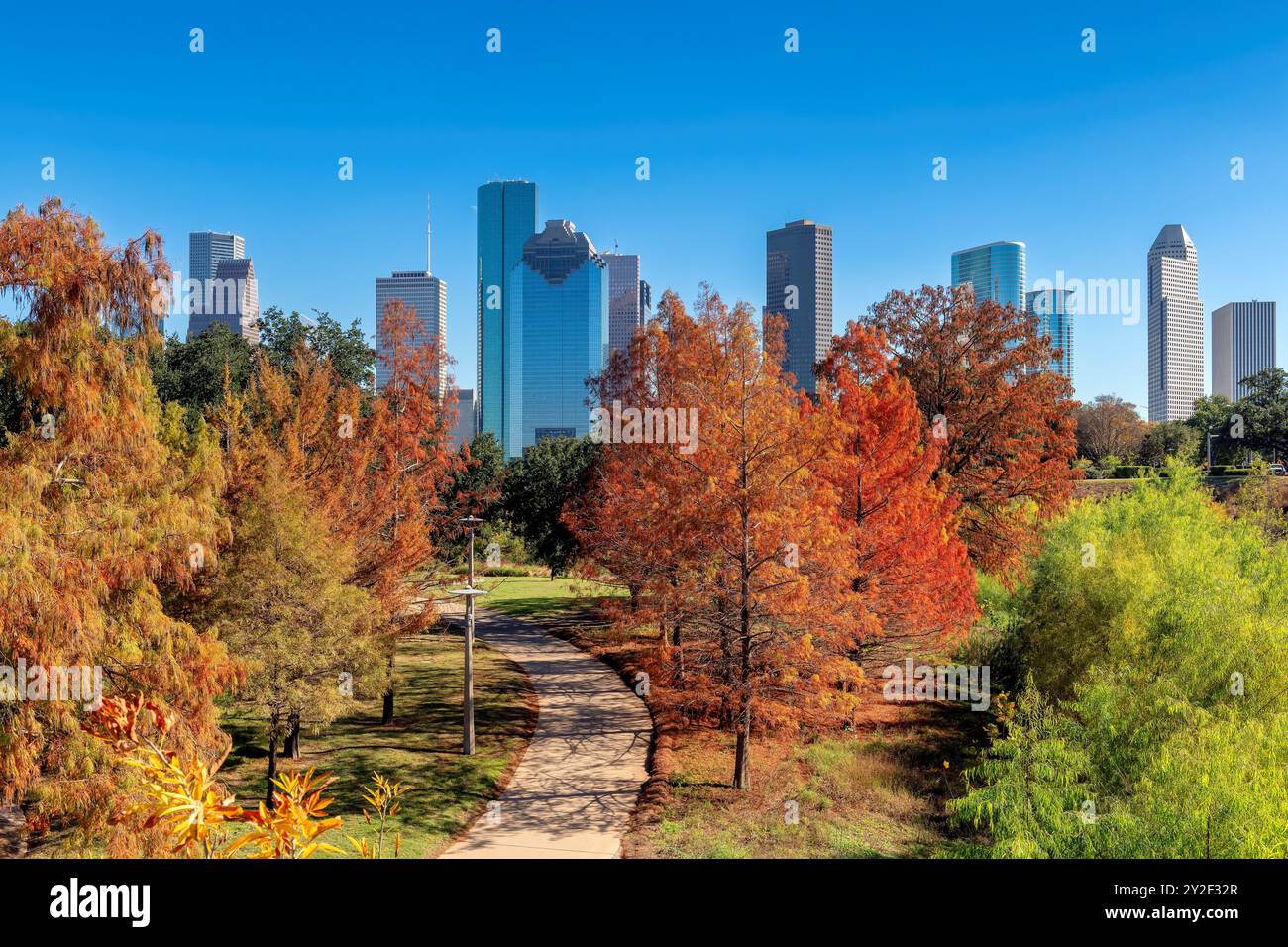 Houston Downtown am sonnigen Herbsttag, Houston, Texas, USA Stockfoto