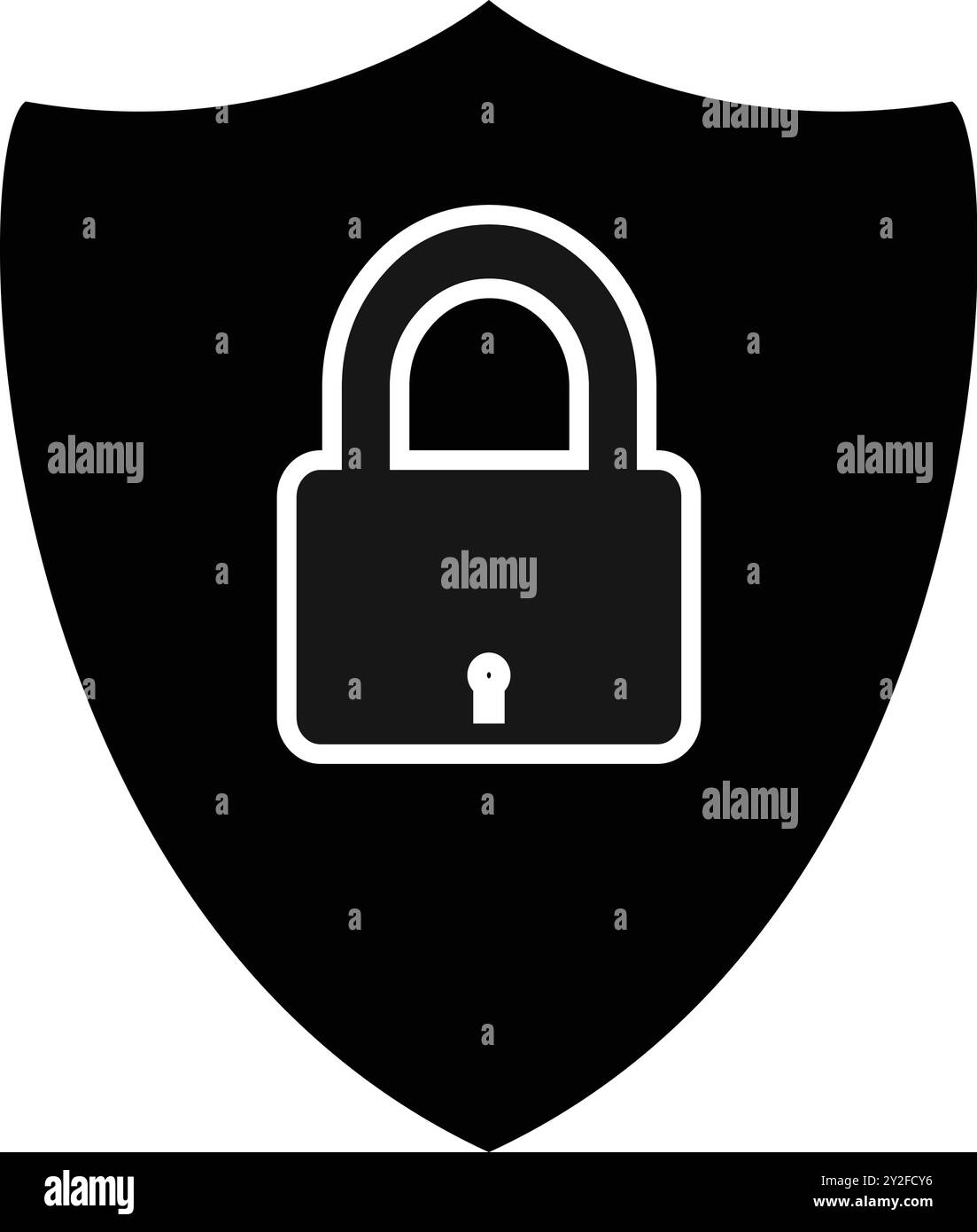 Sicherheitsschloss Schild, Schloss Symbol in Schild, Sicherheitsschild Schild, geschütztes Schild Schild, Cyber Security Stock Vektor
