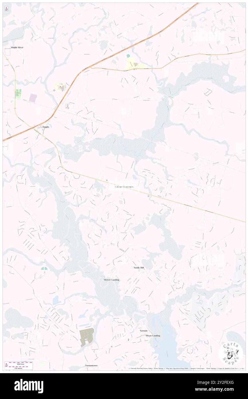 Lennon Crossroads, Brunswick County, USA, Vereinigte Staaten, North Carolina, n 33 59' 49'', S 78 14' 5'', Karte, Cartascapes Map, veröffentlicht 2024. Erkunden Sie Cartascapes, eine Karte, die die vielfältigen Landschaften, Kulturen und Ökosysteme der Erde enthüllt. Reisen Sie durch Zeit und Raum und entdecken Sie die Verflechtungen der Vergangenheit, Gegenwart und Zukunft unseres Planeten. Stockfoto