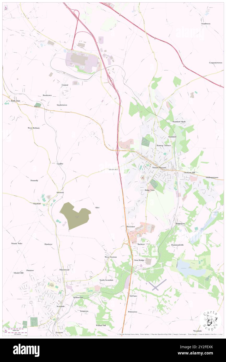 Morewood, Westmoreland County, USA, USA, Pennsylvania, n 40 8' 53'', S 79 33' 47'', Karte, Cartascapes Map, veröffentlicht 2024. Erkunden Sie Cartascapes, eine Karte, die die vielfältigen Landschaften, Kulturen und Ökosysteme der Erde enthüllt. Reisen Sie durch Zeit und Raum und entdecken Sie die Verflechtungen der Vergangenheit, Gegenwart und Zukunft unseres Planeten. Stockfoto