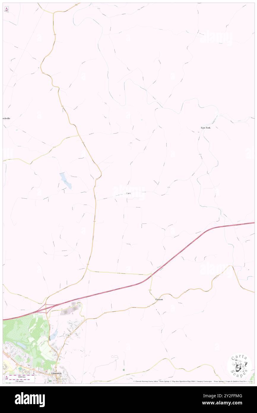 Cork, Metcalfe County, USA, USA, Kentucky, n 37 2' 15''', S 85 34' 59'', Karte, Karte, Kartenausgabe 2024. Erkunden Sie Cartascapes, eine Karte, die die vielfältigen Landschaften, Kulturen und Ökosysteme der Erde enthüllt. Reisen Sie durch Zeit und Raum und entdecken Sie die Verflechtungen der Vergangenheit, Gegenwart und Zukunft unseres Planeten. Stockfoto