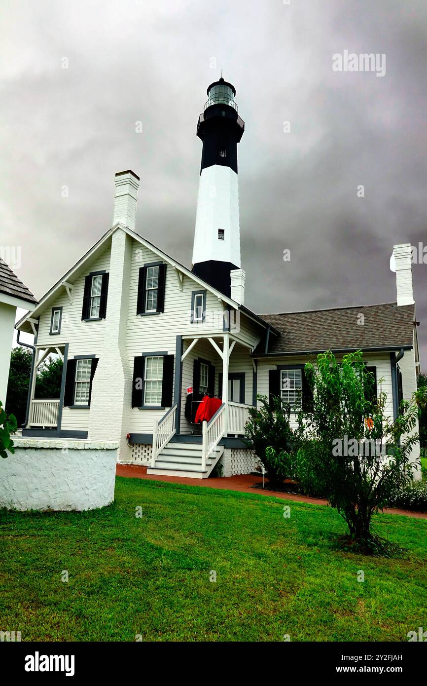 Historischer Leuchtturm von Tybee Island Gerogia in Tybee Island, Georgia. Erstellt 08.24.24 Stockfoto