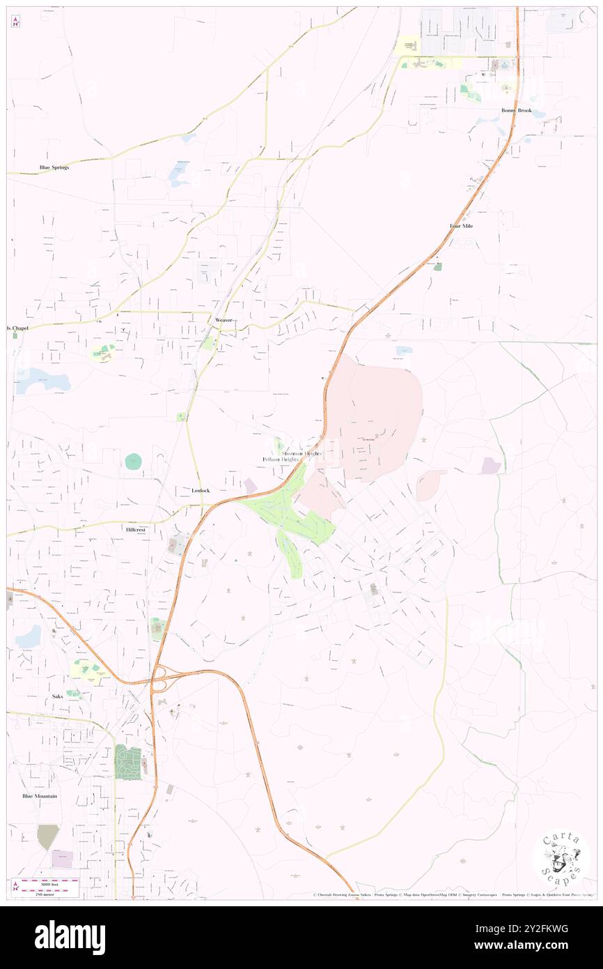 Sherman Heights, Calhoun County, USA, Vereinigte Staaten, Alabama, n 33 43' 59'', S 85 47' 52'', Karte, Cartascapes Map, veröffentlicht 2024. Erkunden Sie Cartascapes, eine Karte, die die vielfältigen Landschaften, Kulturen und Ökosysteme der Erde enthüllt. Reisen Sie durch Zeit und Raum und entdecken Sie die Verflechtungen der Vergangenheit, Gegenwart und Zukunft unseres Planeten. Stockfoto