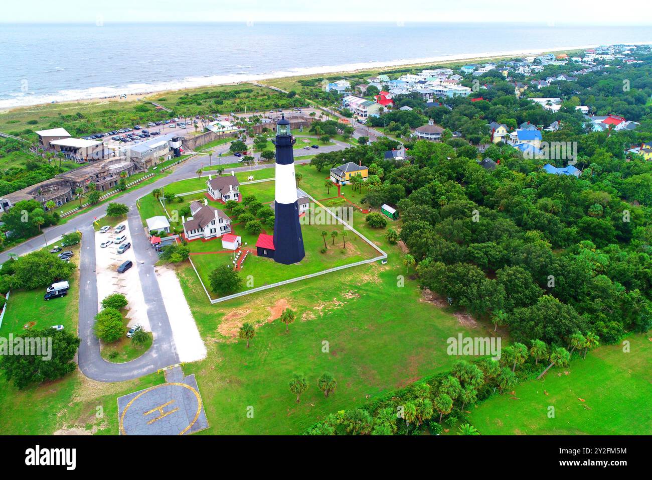 Historischer Leuchtturm von Tybee Island Gerogia in Tybee Island, Georgia. Erstellt 08.24.24 Stockfoto