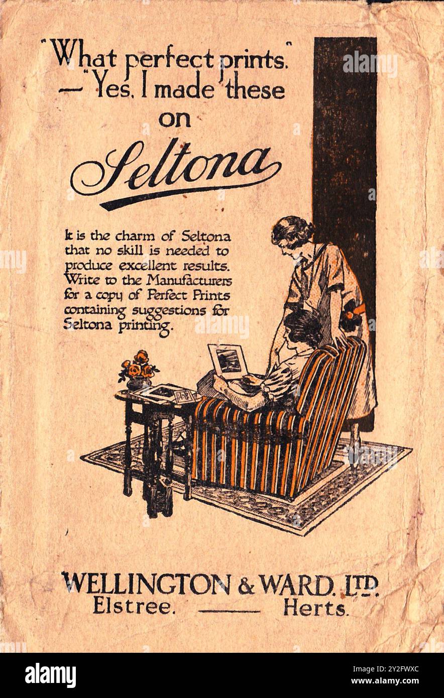 AJAXNETPHOTO. 1928 (CA.). STANDORT UNBEKANNT. - NACHRICHT AUF VERSO DES FOTOENTWICKLERS FÜR DIE WERBUNG FÜR SELTONA FOTOPAPIER; "WAS FÜR PERFEKTE ABZÜGE" - "JA, ICH HABE DIESE AUF SELTONA GEMACHT". © DIGITAL IMAGE COPYRIGHT AJAX VINTAGE PICTURE LIBRARY QUELLE: AJAX VINTAGE PICTURE LIBRARY COLLECTION REF:(C)AVL PHO SELTONA MX340 241408 34 Stockfoto