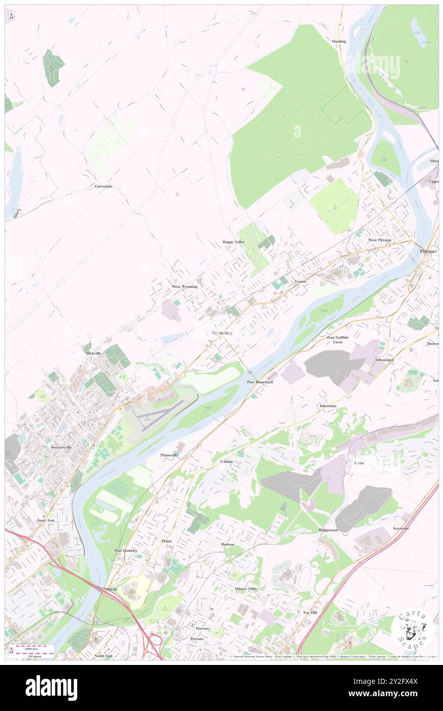 Wyoming, Luzerne County, USA, USA, Pennsylvania, n 41 18' 42''', S 75 50' 14'', Karte, Cartascapes Map, veröffentlicht 2024. Erkunden Sie Cartascapes, eine Karte, die die vielfältigen Landschaften, Kulturen und Ökosysteme der Erde enthüllt. Reisen Sie durch Zeit und Raum und entdecken Sie die Verflechtungen der Vergangenheit, Gegenwart und Zukunft unseres Planeten. Stockfoto