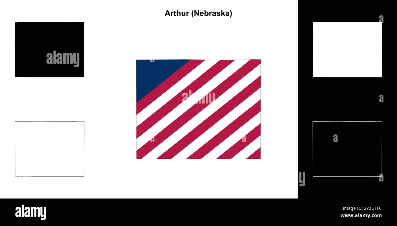 Arthur County (Nebraska) Umrisskarten Set Stock Vektor